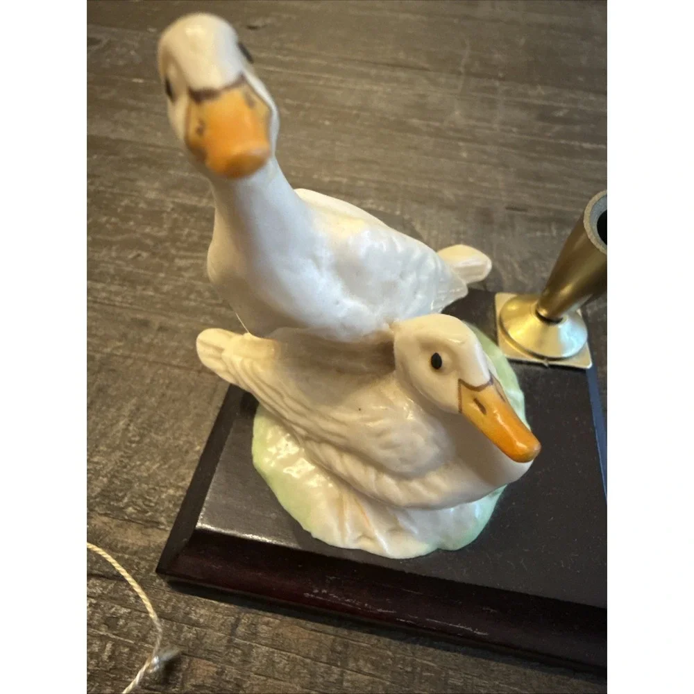 Miriam Italian Capodimonte Duck Sculpture Pen Holder For Desk Vintage‎